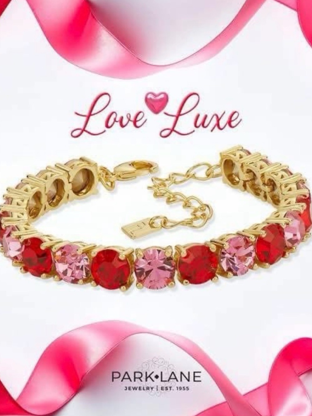 Park Lane Gold Bracelet with Red & Pink Stones